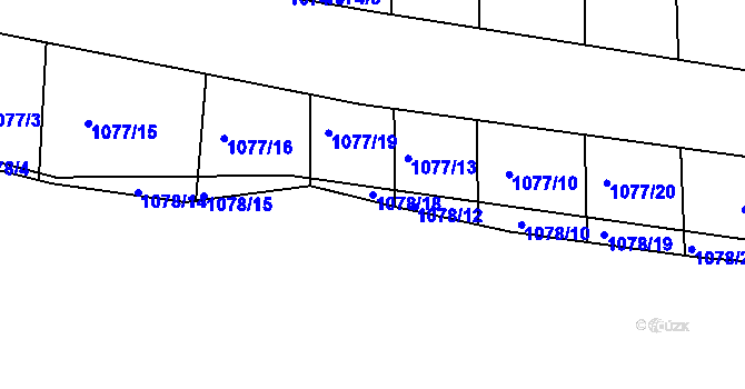 Parcela st. 1078/18 v KÚ Mokrá u Brna, Katastrální mapa
