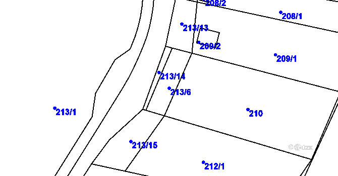 Parcela st. 213/6 v KÚ Mokrá u Brna, Katastrální mapa