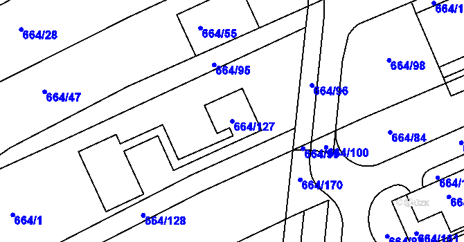 Parcela st. 664/127 v KÚ Mokrá u Brna, Katastrální mapa