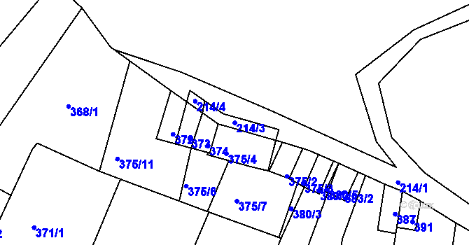 Parcela st. 214/3 v KÚ Mokrá u Brna, Katastrální mapa