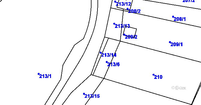 Parcela st. 213/14 v KÚ Mokrá u Brna, Katastrální mapa