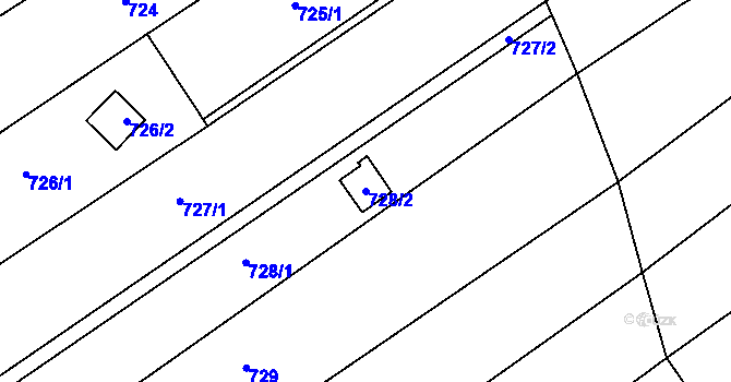 Parcela st. 728/2 v KÚ Mokrá u Brna, Katastrální mapa