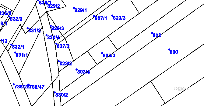 Parcela st. 803/3 v KÚ Mokrá u Brna, Katastrální mapa