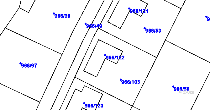 Parcela st. 966/122 v KÚ Mokrá u Brna, Katastrální mapa