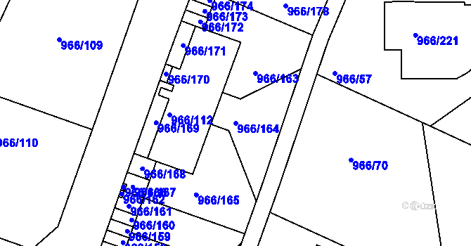 Parcela st. 966/164 v KÚ Mokrá u Brna, Katastrální mapa