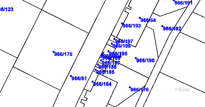 Parcela st. 966/194 v KÚ Mokrá u Brna, Katastrální mapa