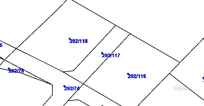 Parcela st. 292/117 v KÚ Mokrovraty, Katastrální mapa