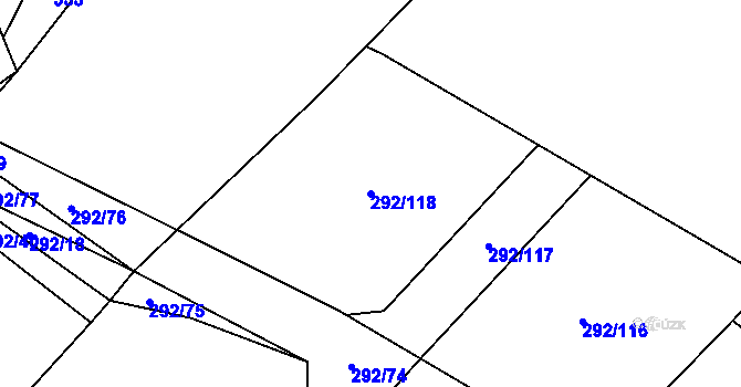Parcela st. 292/118 v KÚ Mokrovraty, Katastrální mapa