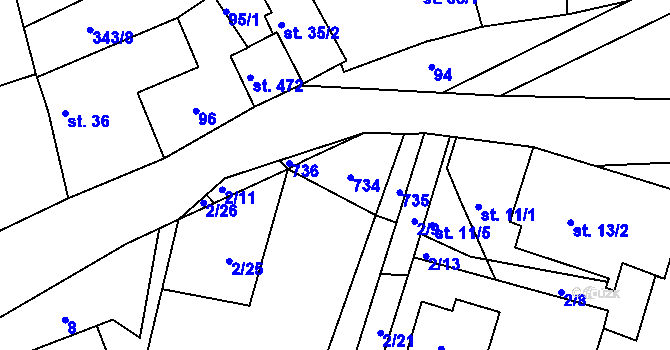 Parcela st. 11/2 v KÚ Mokrovraty, Katastrální mapa
