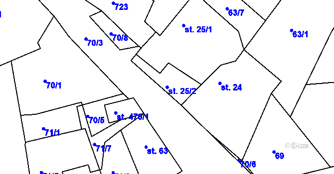 Parcela st. 25/2 v KÚ Mokrovraty, Katastrální mapa