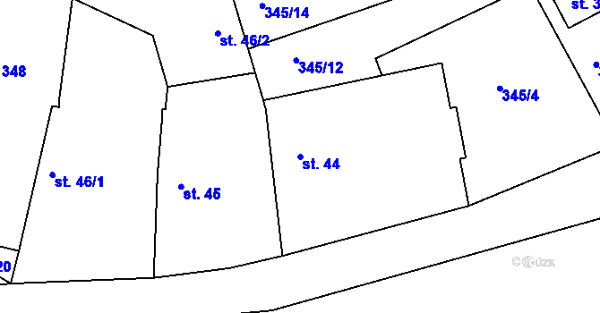 Parcela st. 44 v KÚ Mokrovraty, Katastrální mapa