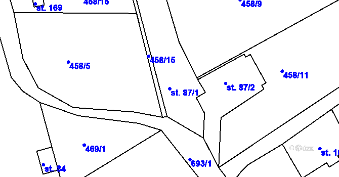 Parcela st. 87/1 v KÚ Mokrovraty, Katastrální mapa