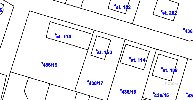 Parcela st. 153 v KÚ Mokrovraty, Katastrální mapa