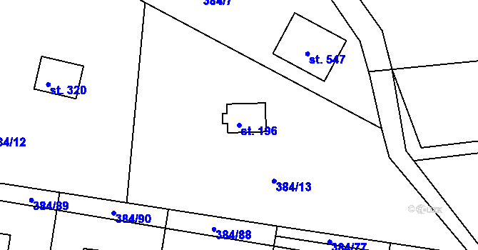 Parcela st. 196 v KÚ Mokrovraty, Katastrální mapa
