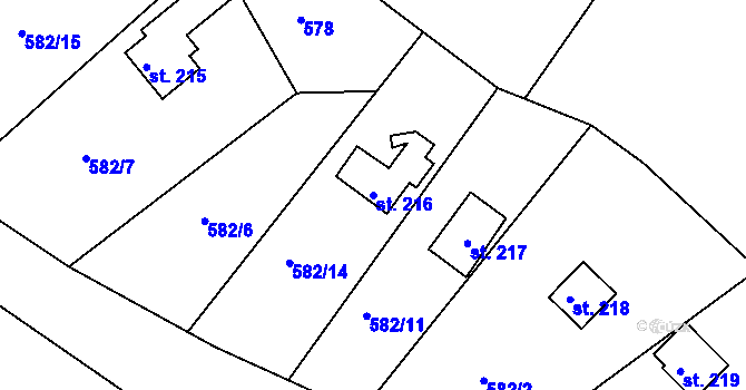 Parcela st. 216 v KÚ Mokrovraty, Katastrální mapa