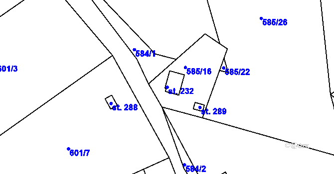 Parcela st. 232 v KÚ Mokrovraty, Katastrální mapa