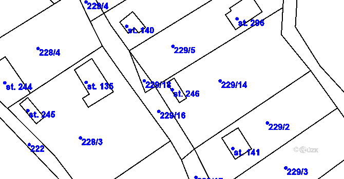Parcela st. 246 v KÚ Mokrovraty, Katastrální mapa