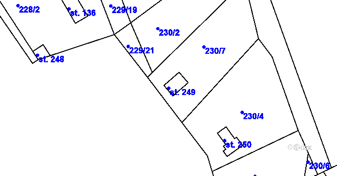 Parcela st. 249 v KÚ Mokrovraty, Katastrální mapa