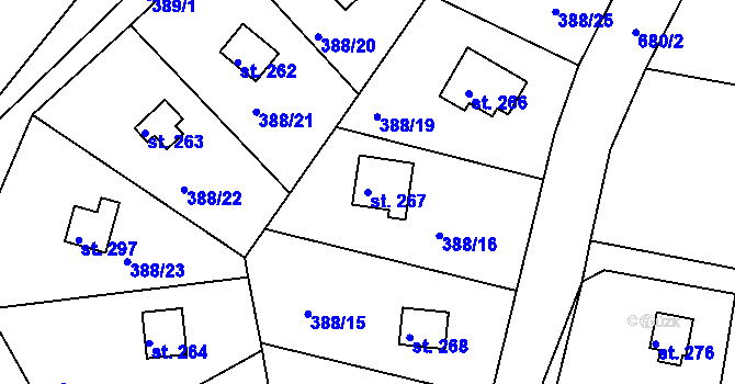 Parcela st. 267 v KÚ Mokrovraty, Katastrální mapa
