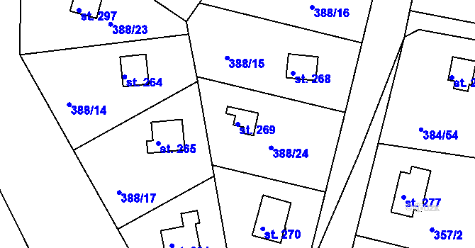 Parcela st. 269 v KÚ Mokrovraty, Katastrální mapa