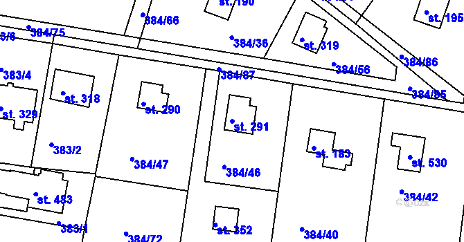 Parcela st. 291 v KÚ Mokrovraty, Katastrální mapa