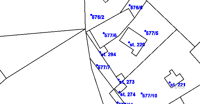 Parcela st. 294 v KÚ Mokrovraty, Katastrální mapa