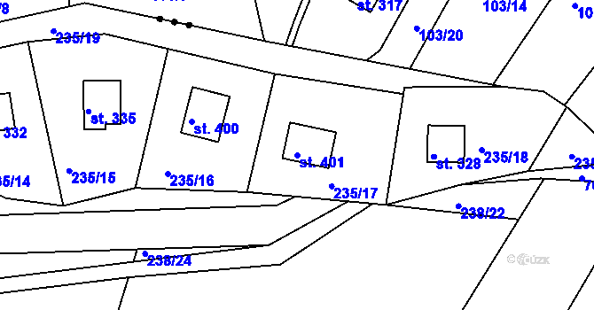 Parcela st. 401 v KÚ Mokrovraty, Katastrální mapa