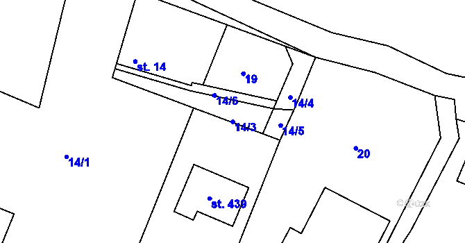 Parcela st. 14/3 v KÚ Mokrovraty, Katastrální mapa