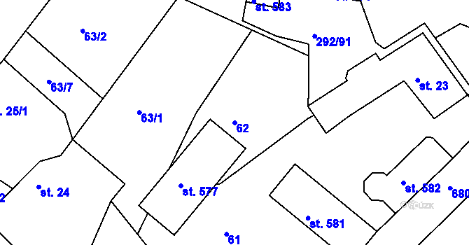 Parcela st. 62 v KÚ Mokrovraty, Katastrální mapa