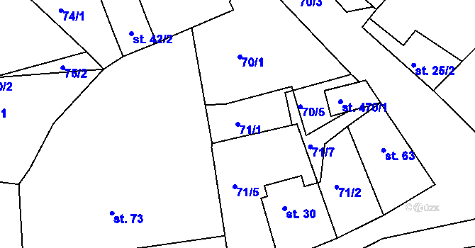 Parcela st. 71/1 v KÚ Mokrovraty, Katastrální mapa