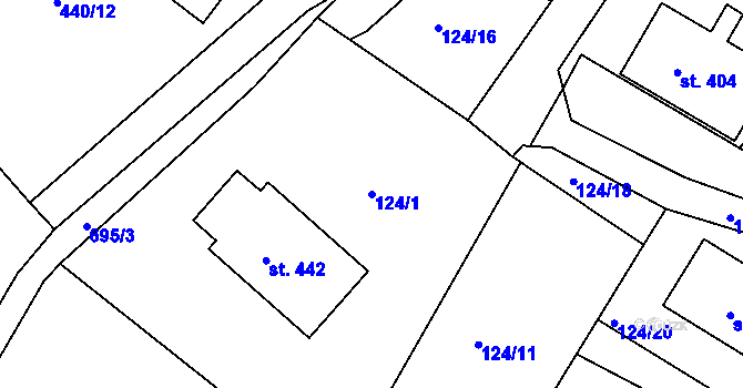 Parcela st. 124/1 v KÚ Mokrovraty, Katastrální mapa