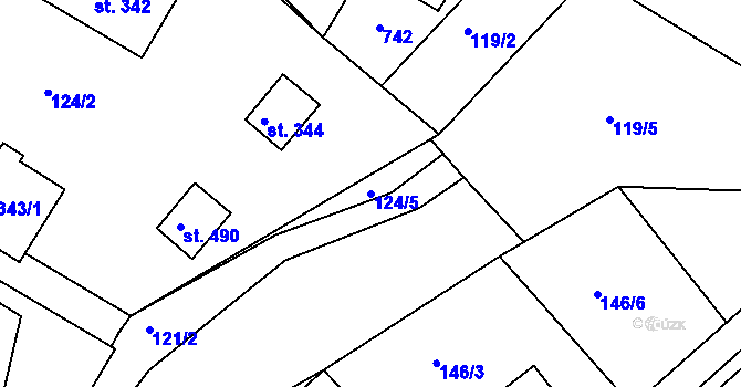 Parcela st. 124/5 v KÚ Mokrovraty, Katastrální mapa