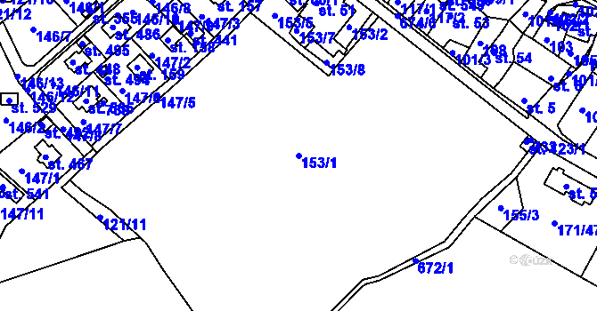 Parcela st. 153/1 v KÚ Mokrovraty, Katastrální mapa