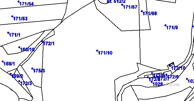 Parcela st. 171/10 v KÚ Mokrovraty, Katastrální mapa