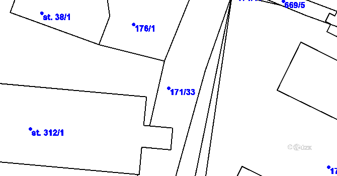 Parcela st. 171/33 v KÚ Mokrovraty, Katastrální mapa