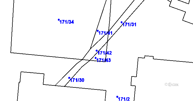 Parcela st. 171/42 v KÚ Mokrovraty, Katastrální mapa