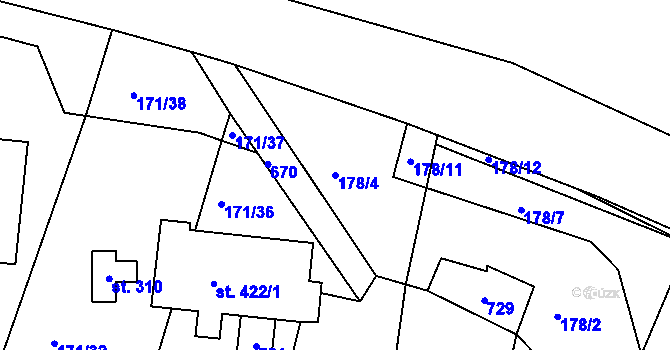 Parcela st. 178/4 v KÚ Mokrovraty, Katastrální mapa