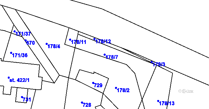 Parcela st. 178/7 v KÚ Mokrovraty, Katastrální mapa