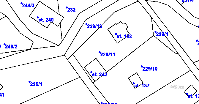 Parcela st. 229/11 v KÚ Mokrovraty, Katastrální mapa
