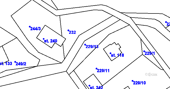 Parcela st. 229/13 v KÚ Mokrovraty, Katastrální mapa