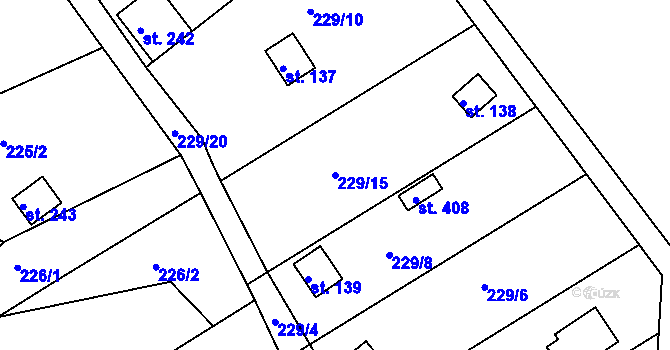 Parcela st. 229/15 v KÚ Mokrovraty, Katastrální mapa