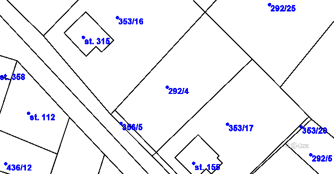 Parcela st. 292/4 v KÚ Mokrovraty, Katastrální mapa