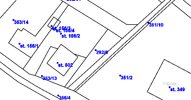 Parcela st. 292/6 v KÚ Mokrovraty, Katastrální mapa