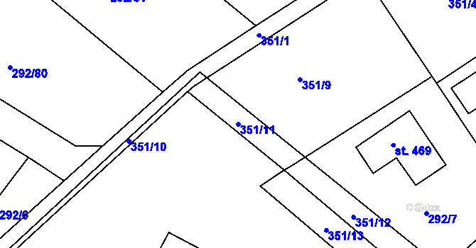 Parcela st. 351/11 v KÚ Mokrovraty, Katastrální mapa