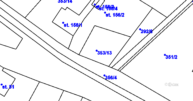 Parcela st. 353/13 v KÚ Mokrovraty, Katastrální mapa