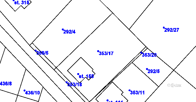 Parcela st. 353/17 v KÚ Mokrovraty, Katastrální mapa
