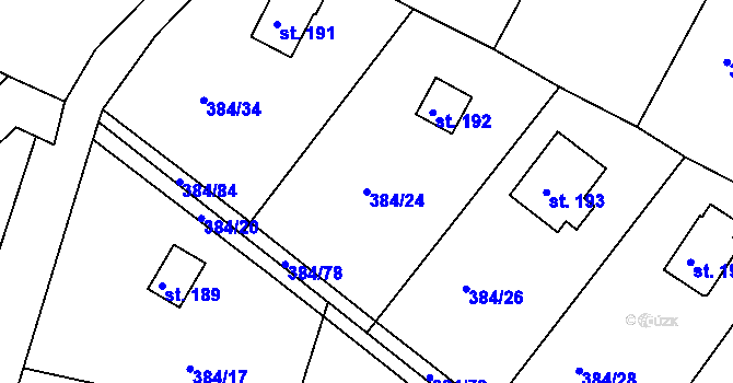 Parcela st. 384/24 v KÚ Mokrovraty, Katastrální mapa