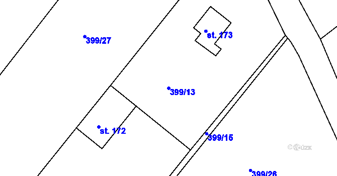 Parcela st. 399/13 v KÚ Mokrovraty, Katastrální mapa