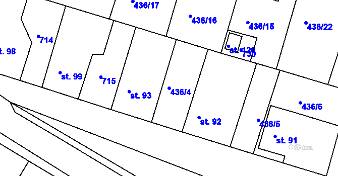Parcela st. 436/4 v KÚ Mokrovraty, Katastrální mapa