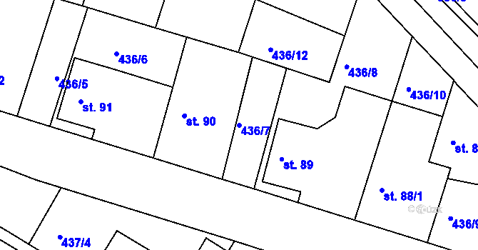 Parcela st. 436/7 v KÚ Mokrovraty, Katastrální mapa